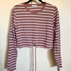 Brown Long Sleeve Crop Top